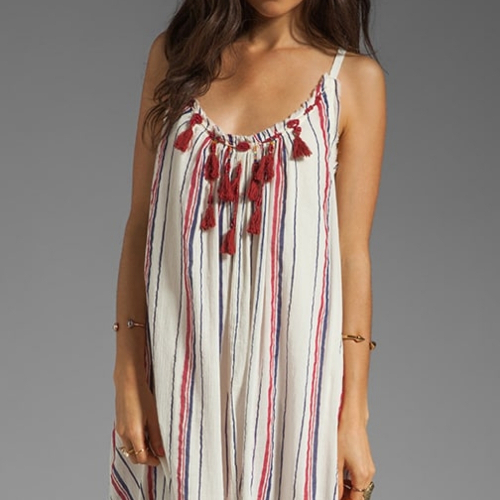 Free People Variegated Stripe with Tassel Maxi Dress